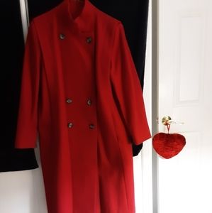 Red Wool Full Length Lined Coat